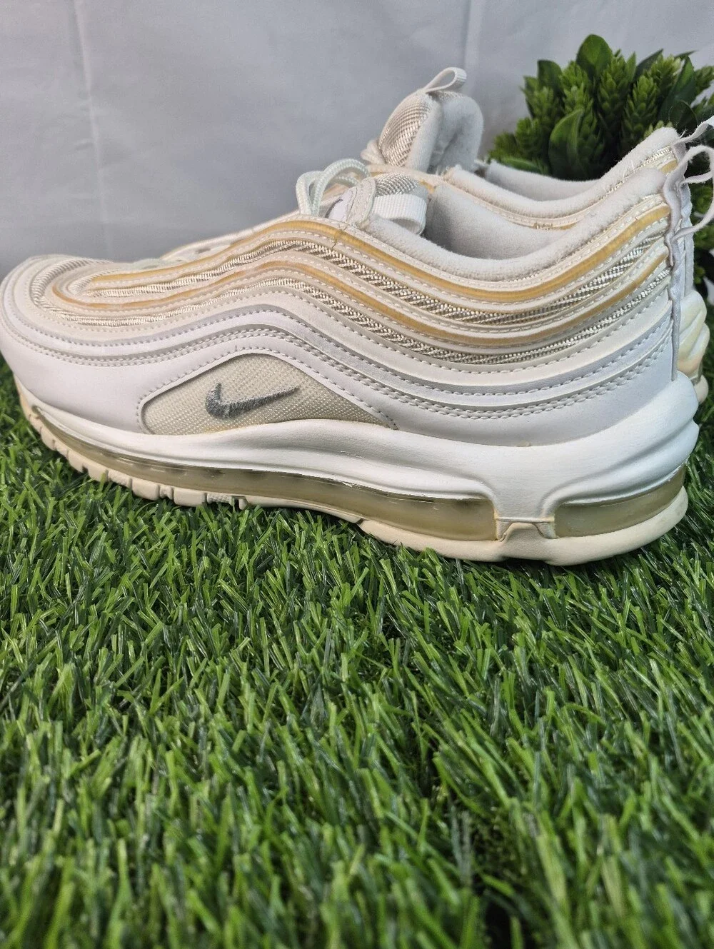 Nike Air Max 97 White Metallic Silver Men’s Size 8 921826-101 Sneakers